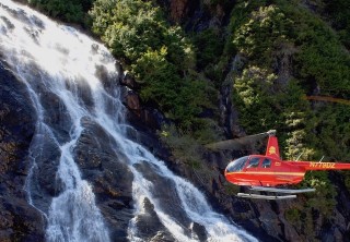 Photo of helicopter fly by of mahoney falls